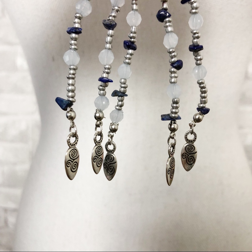 NWT CHICO’S Boho Lavender jewels with Gun Metal Beads Long Tassel Necklace - Picture 11 of 16